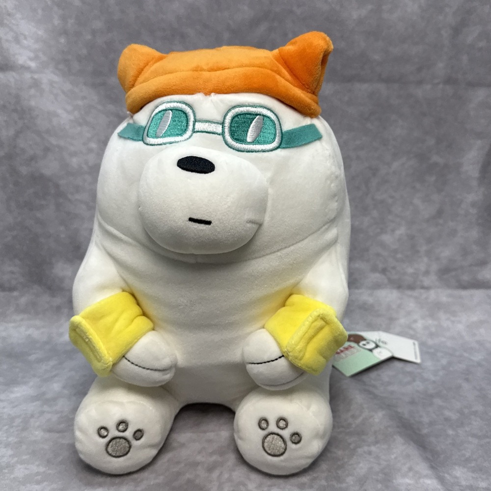 Miniso We Bare Bear Ice Bear Summer Vacation Series Polar Bear Plush NWT 12"